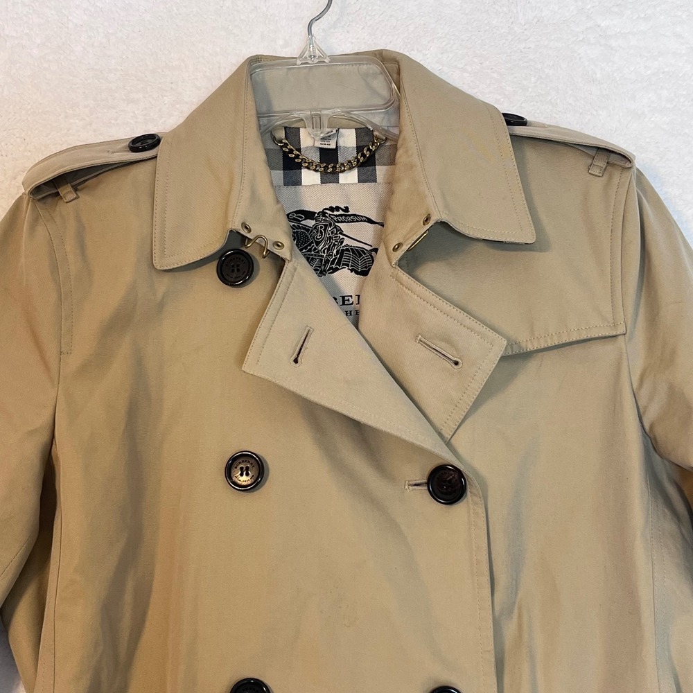 Burberry The Kensington Trench Coat Honey Beige Made in England Size 10 US - Picture 2 of 16